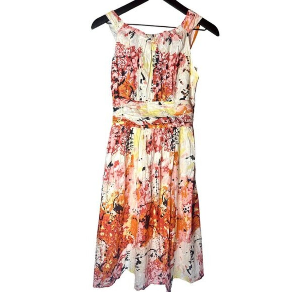 Sleeveless Anthropologie Cotton Midi Dress Abstract Floral Print & Sequin Boho